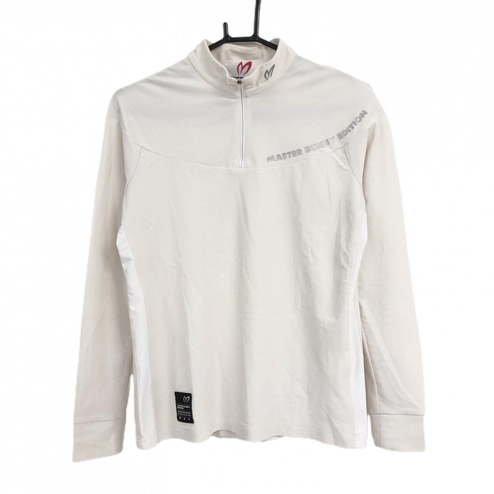 マスターバニー 長袖ハイネックシャツ アイボリー×白 ハーフジップ サイド切り替え  レディース 1(M) ゴルフウェア MASTER BUNNY EDITION