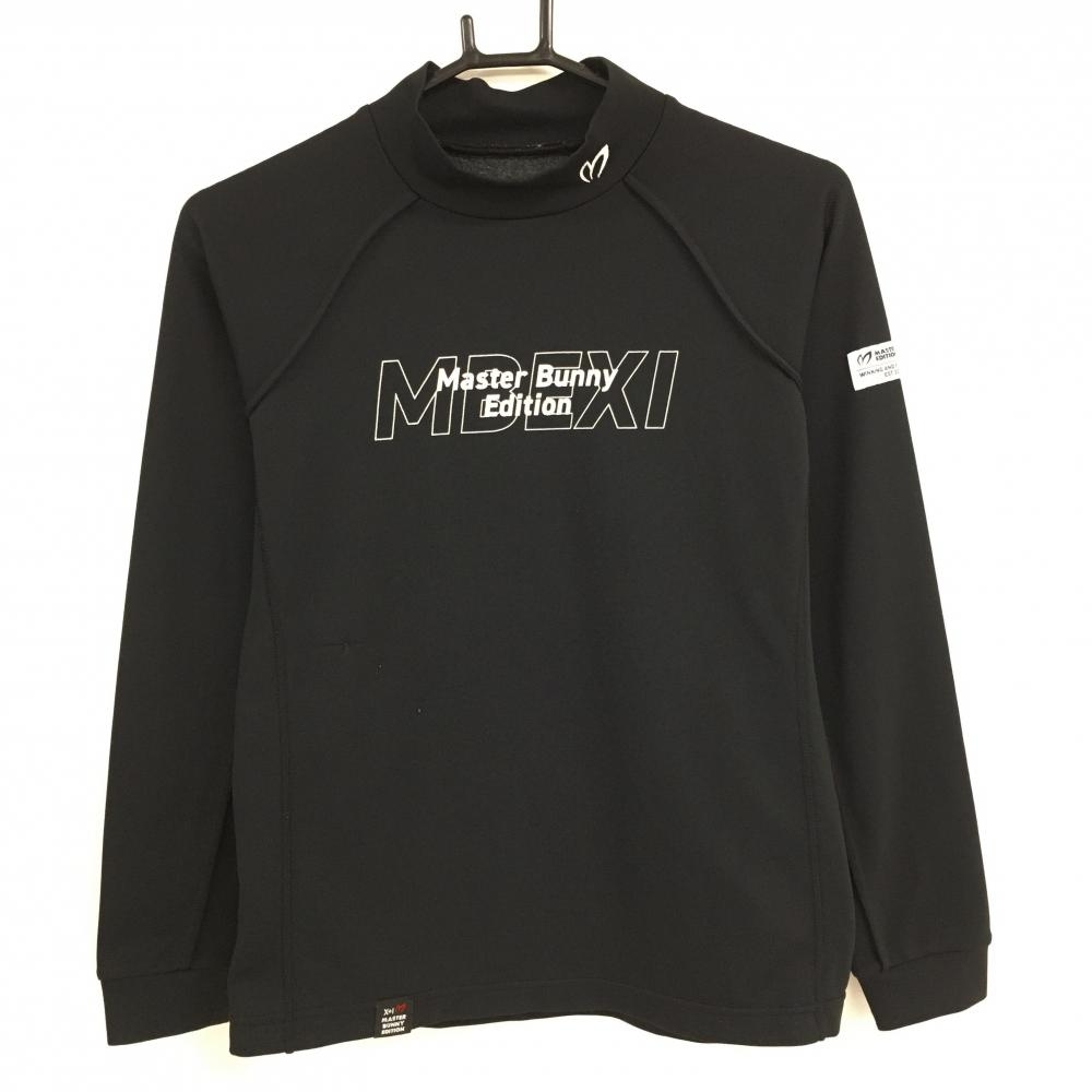 マスターバニー 長袖ハイネックシャツ 黒×白 フロントロゴ  レディース 0(S) ゴルフウェア MASTER BUNNY EDITION