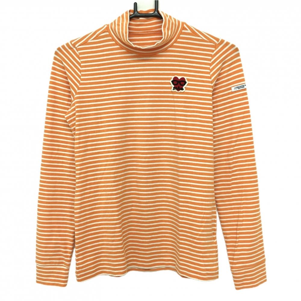 マスターバニー 長袖ハイネックシャツ オレンジ×白 ボーダー  レディース 0(S) ゴルフウェア MASTER BUNNY EDITION