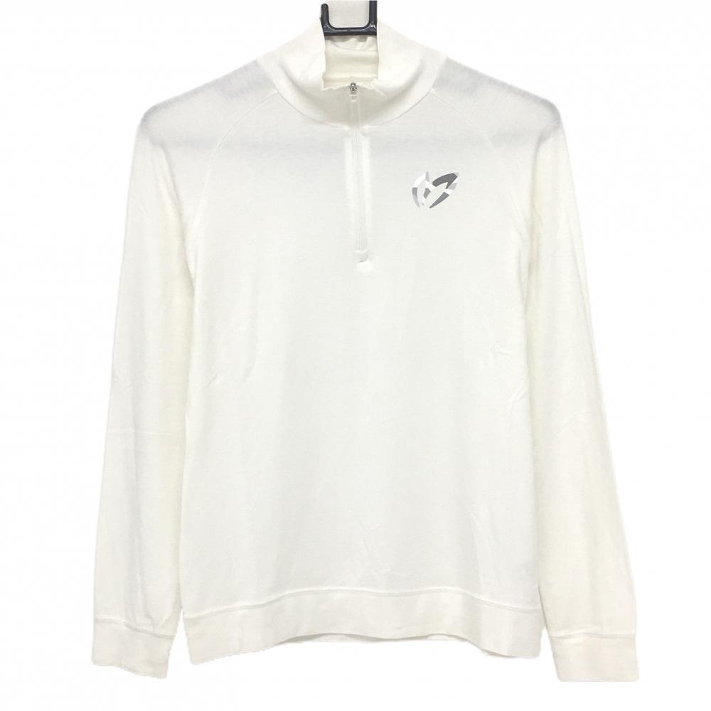 【超美品】マスターバニー 長袖ハイネックシャツ 白 ハーフジップ 微起毛  レディース 2(L) ゴルフウェア MASTER BUNNY EDITION
