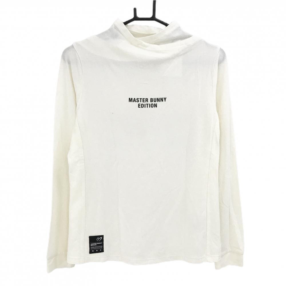 【新品】マスターバニー 長袖ハイネックシャツ 白×黒 表微起毛 フロントロゴ レディース 1(M) ゴルフウェア MASTER BUNNY EDITION