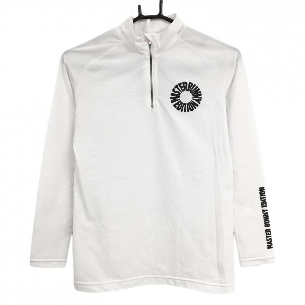 【超美品】マスターバニー 長袖ハイネックシャツ 白 ハーフジップ ストレッチ  レディース 0(S) ゴルフウェア MASTER BUNNY EDITION