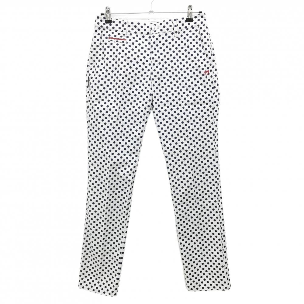 【超美品】マスターバニー パンツ 白×ネイビー ドット レディース 2(L) ゴルフウェア MASTER BUNNY EDITION