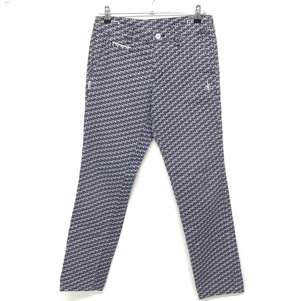 マスターバニー パンツ ネイビー×白 総柄 ストレッチ  レディース 2(L) ゴルフウェア MASTER BUNNY EDITION