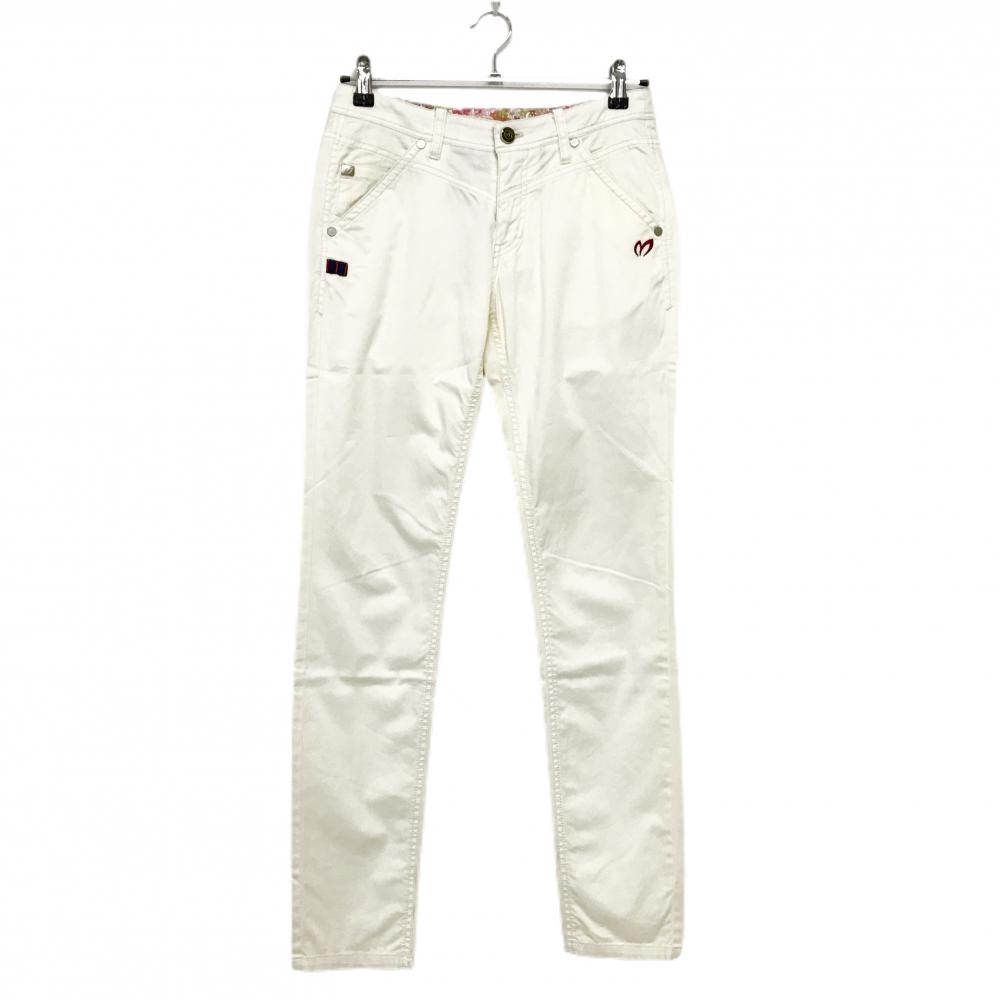 マスターバニー パンツ 白 ウエスト内側花柄 ティー装着可 レディース 0(S) ゴルフウェア MASTER BUNNY EDITION