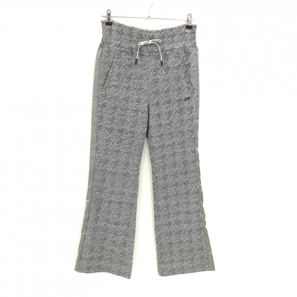 【超美品】マスターバニー パンツ グレー×黒 千鳥格子 ウエストゴム＆調節紐 レディース 0(S) ゴルフウェア MASTER BUNNY EDITION