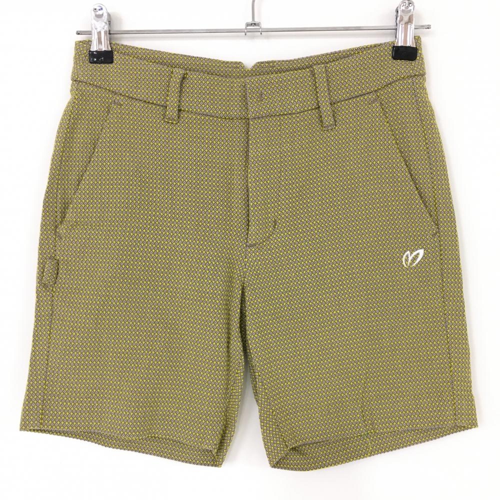 【超美品】マスターバニー ショートパンツ ブラウン×イエロー 総柄編み コットン混 レディース 0(S) ゴルフウェア MASTER BUNNY EDITION