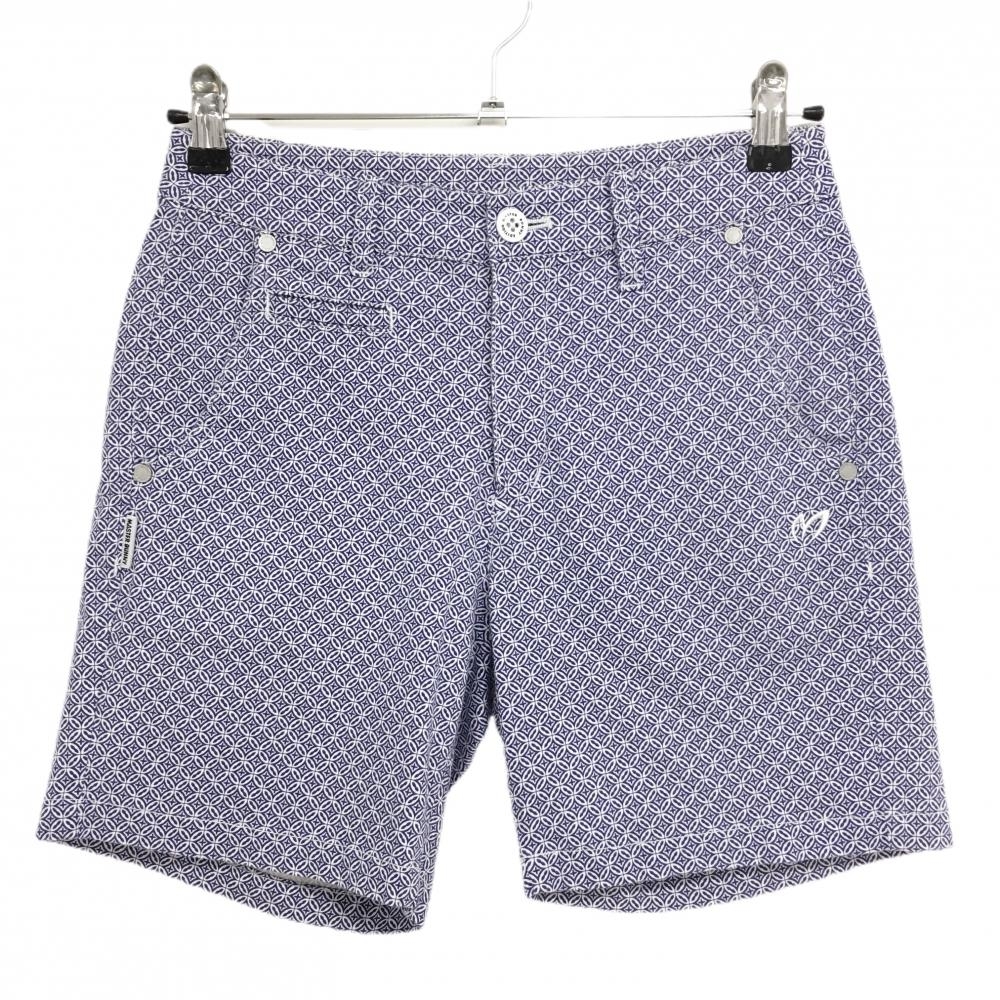 【美品】マスターバニー ショートパンツ パープル×白 総柄 コットン混 レディース 0(S) ゴルフウェア MASTER BUNNY EDITION