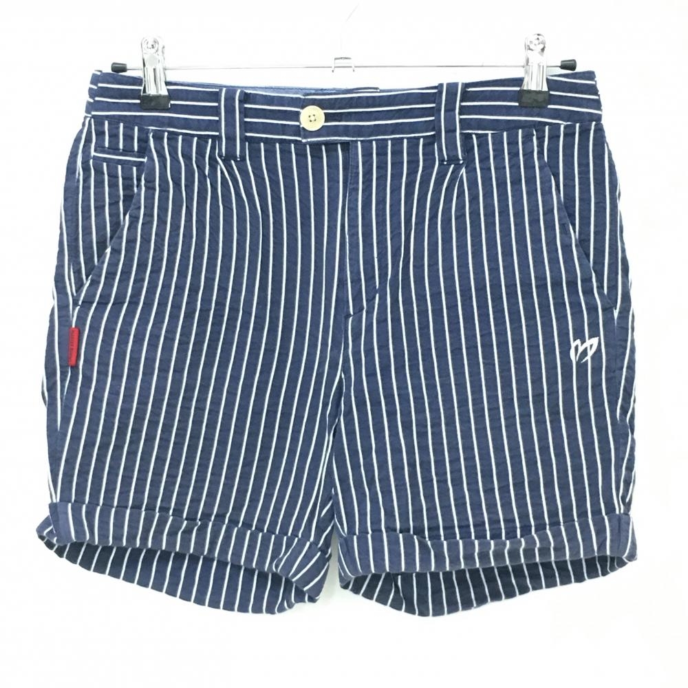 マスターバニー ショートパンツ ネイビー×白 ストライプ ストレッチ レディース 1(M) ゴルフウェア MASTER BUNNY EDITION