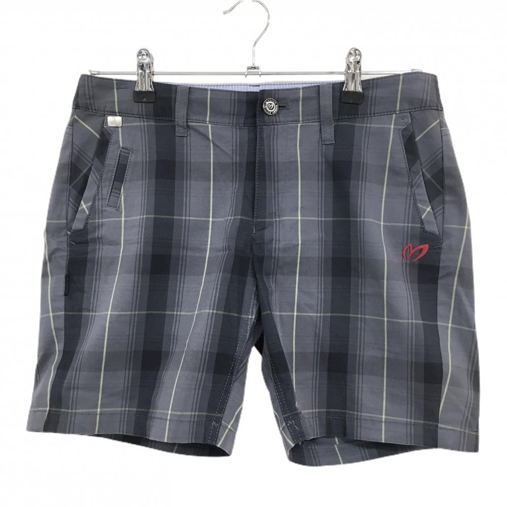 【美品】マスターバニー ショートパンツ グレー×イエロー チェック レディース 1(M) ゴルフウェア MASTER BUNNY EDITION
