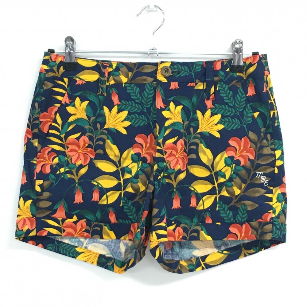 【超美品】マスターバニー ショートパンツ ネイビー×レッド 花柄 レディース 1(M) ゴルフウェア MASTER BUNNY EDITION