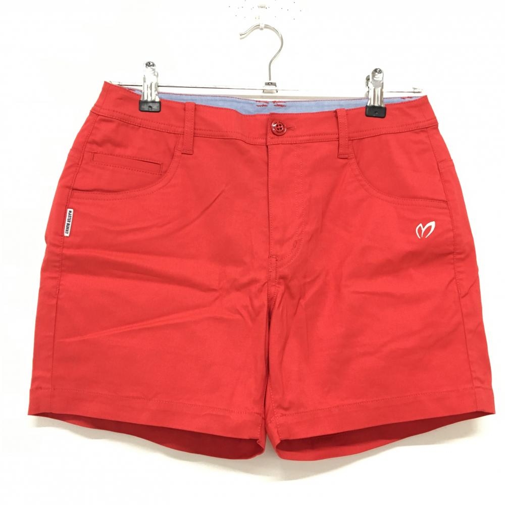 【超美品】マスターバニー ショートパンツ レッド 地模様 ロゴ白  レディース 1(M) ゴルフウェア MASTER BUNNY EDITION