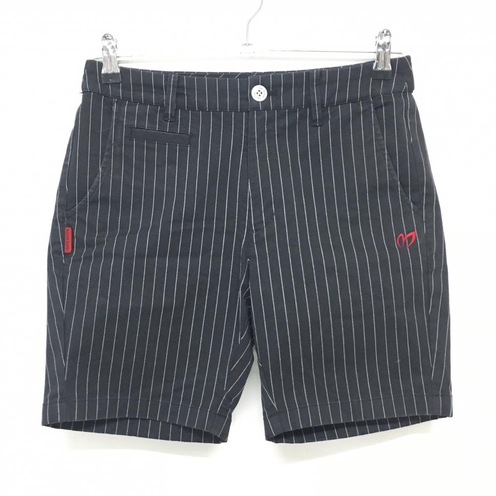 マスターバニー ショートパンツ 黒×白 ピンストライプ ストレッチ レディース 0(S) ゴルフウェア MASTER BUNNY EDITION
