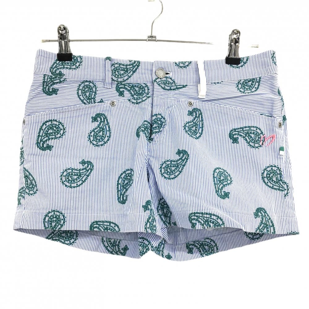 マスターバニー ショートパンツ ブルー×グリーン 細ストライプ  レディース 1(M) ゴルフウェア サンプル品 MASTER BUNNY EDITION
