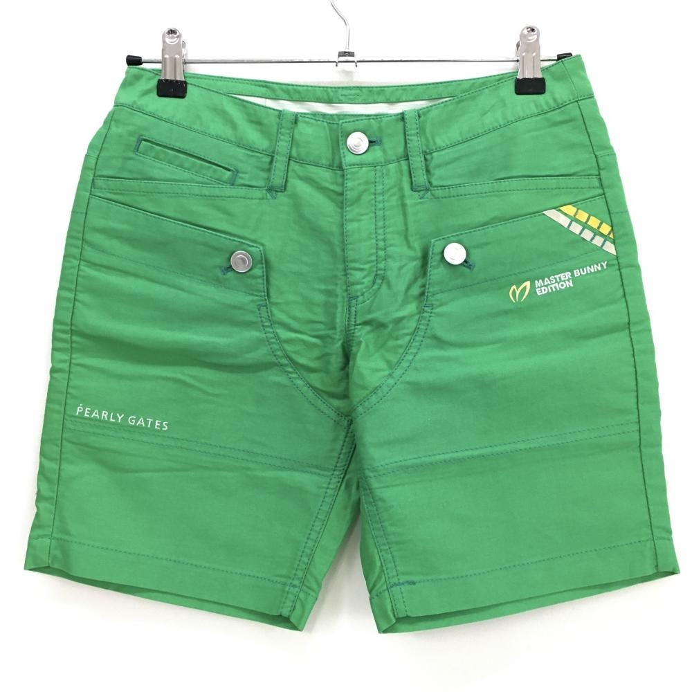 【超美品】マスターバニー ショートパンツ ライトグリーン 複数ポケット ロゴ刺しゅう レディース 0(S) ゴルフウェア MASTER BUNNY EDITION