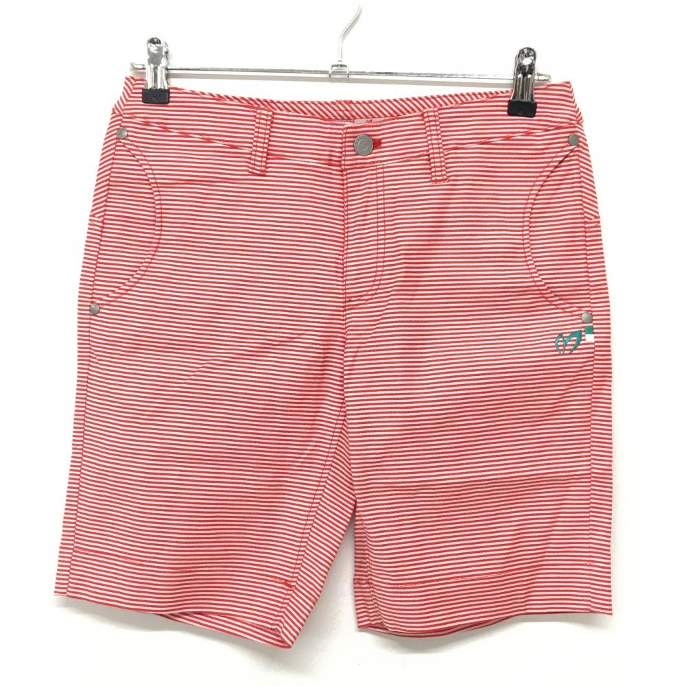 【美品】マスターバニー ショートパンツ レッド×白 ボーダー レディース 1(M) ゴルフウェア MASTER BUNNY EDITION