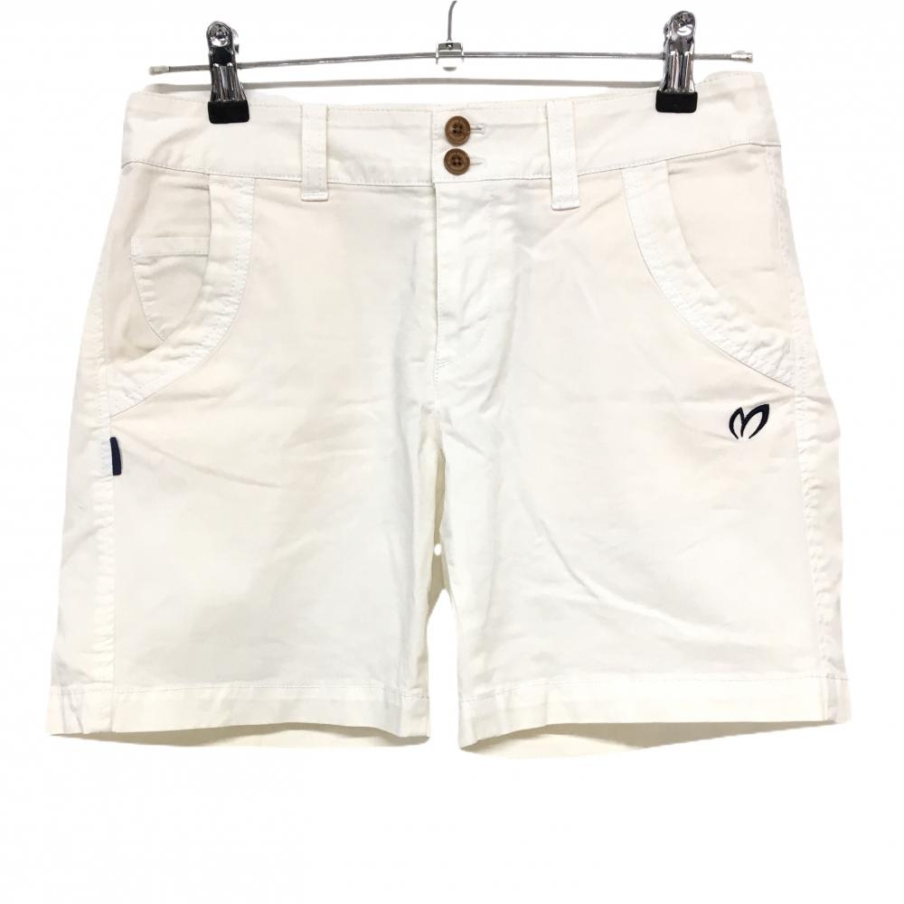 【美品】マスターバニー ショートパンツ アイボリー ストレッチ ロゴ刺しゅう  レディース 1(M) ゴルフウェア MASTER BUNNY EDITION