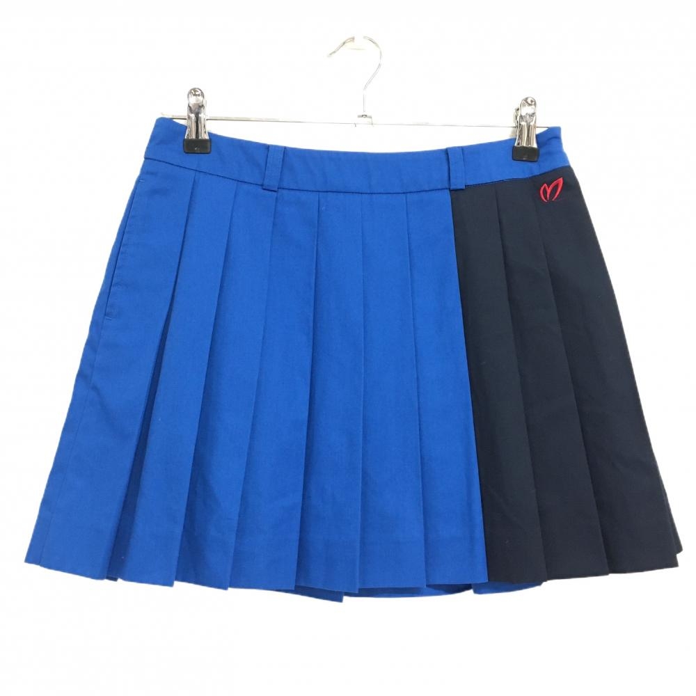 【超美品】マスターバニー プリーツスカート ブルー×ダークネイビー レディース 0(S) ゴルフウェア MASTER BUNNY EDITION