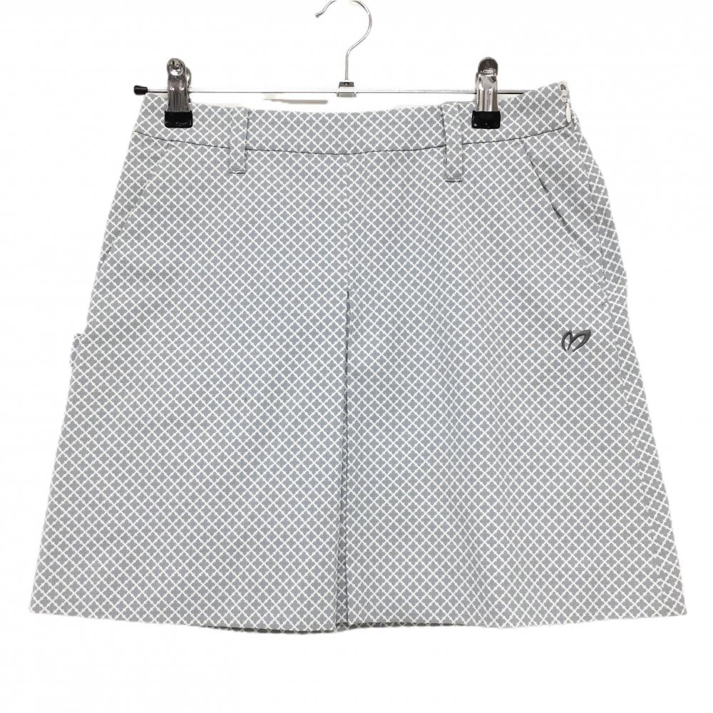 【超美品】マスターバニー スカート グレー×白 総柄 ボックスプリーツ レディース 0(S) ゴルフウェア MASTER BUNNY EDITION