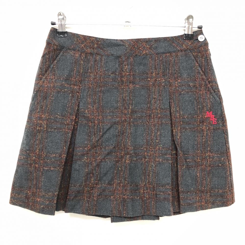 【超美品】マスターバニー スカート グレー×グレー チェック ウール混 ESTETHIA レディース 0(S) ゴルフウェア MASTER BUNNY EDITION
