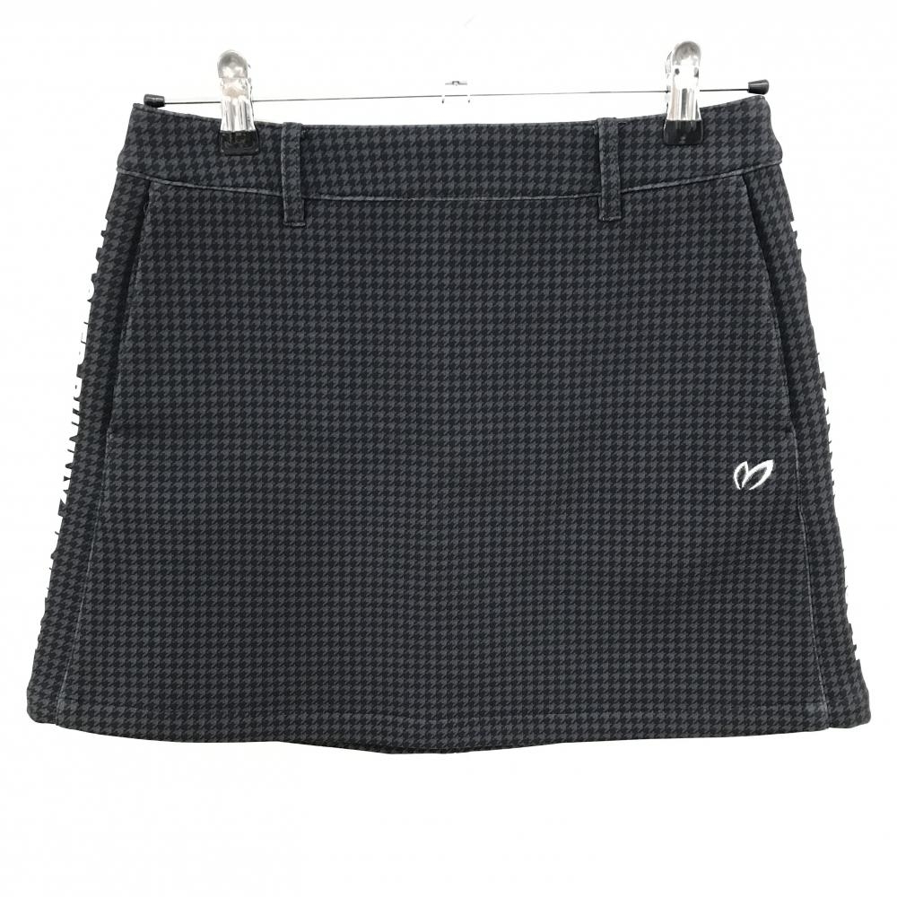 【美品】マスターバニー スカート 黒×ダークグレー 千鳥格子 裏起毛 サイドロゴ  レディース 0(S) ゴルフウェア MASTER BUNNY EDITION