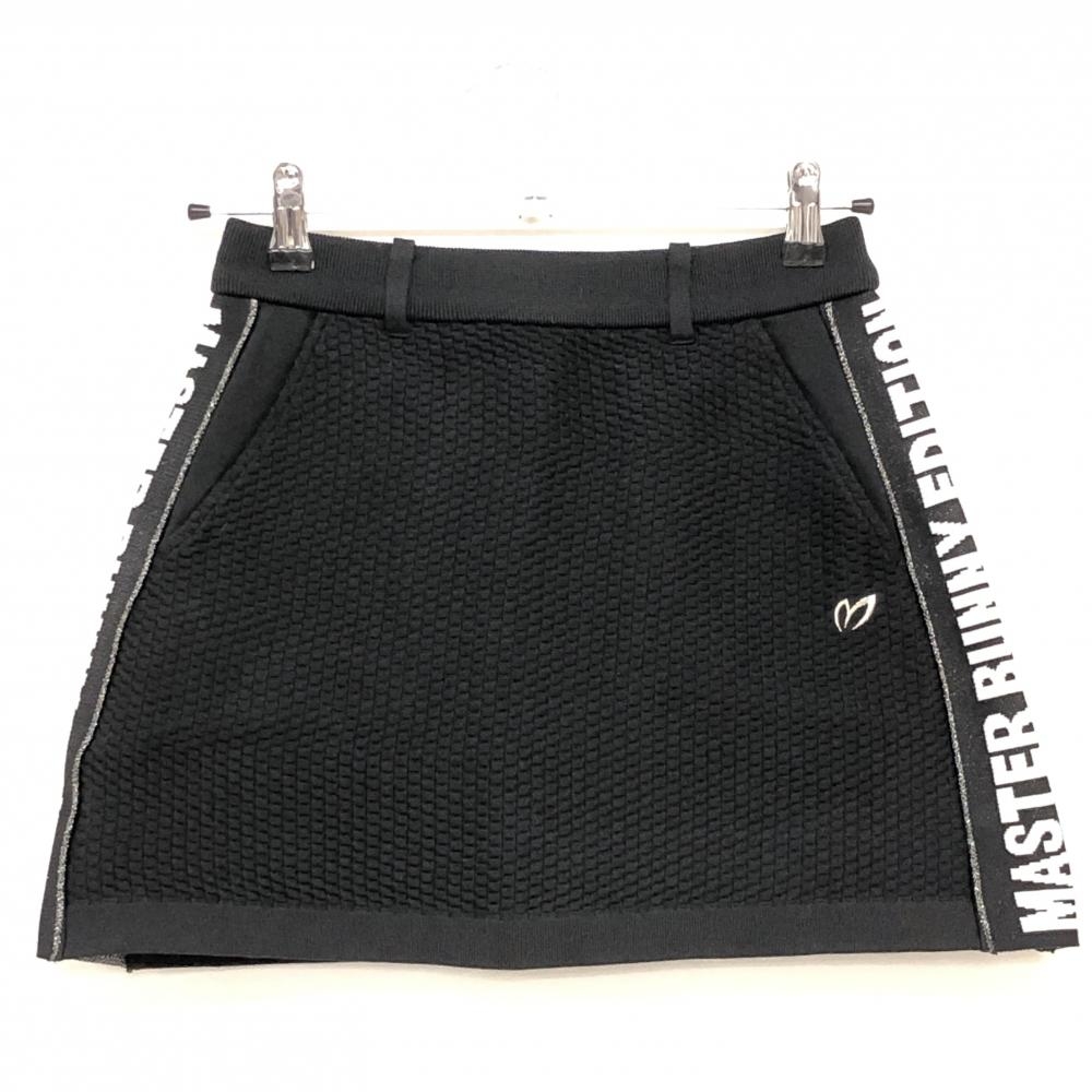 【超美品】マスターバニー ニットスカート 黒×白 サイドロゴ 裏地付 レディース 0(S) ゴルフウェア MASTER BUNNY EDITION