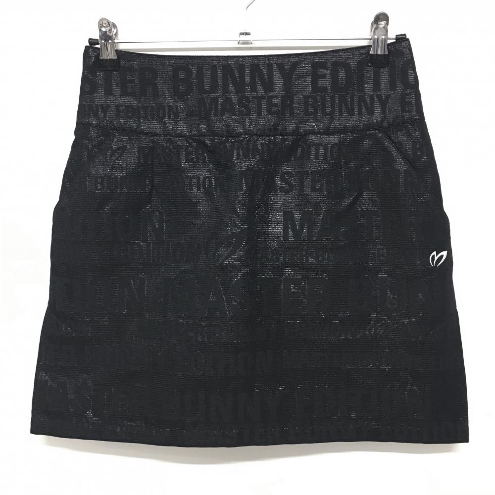 【超美品】マスターバニー スカート 黒系 ロゴ総柄地模様 光沢  レディース 2(L) ゴルフウェア 2023年モデル MASTER BUNNY EDITION