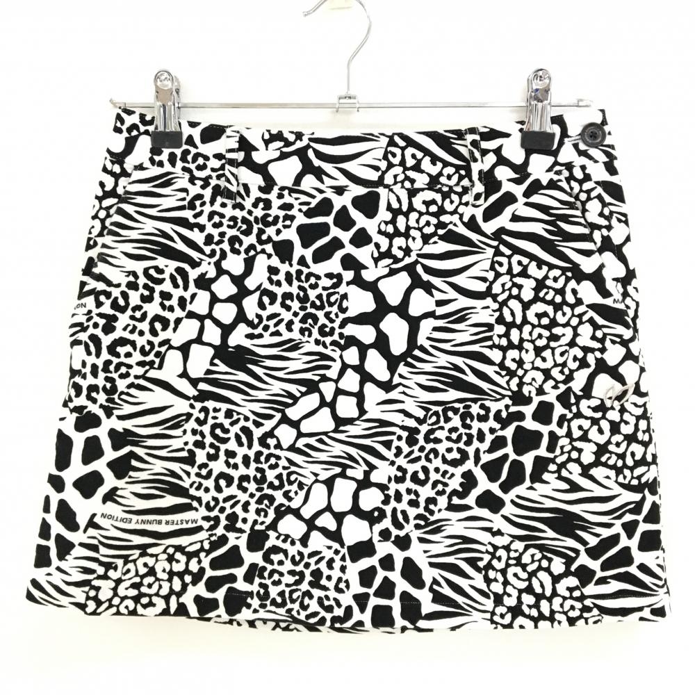 【美品】マスターバニー スカート 白×黒 アニマル柄 レオパード ゼブラ レディース 0(S) ゴルフウェア MASTER BUNNY EDITION