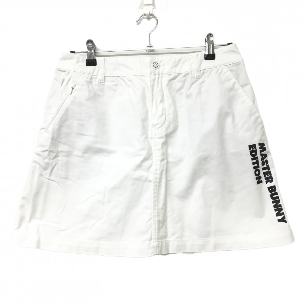 【美品】マスターバニー×BATMAN スカート 白 ロゴ黒 10周年  レディース 2(L) ゴルフウェア MASTER BUNNY EDITION