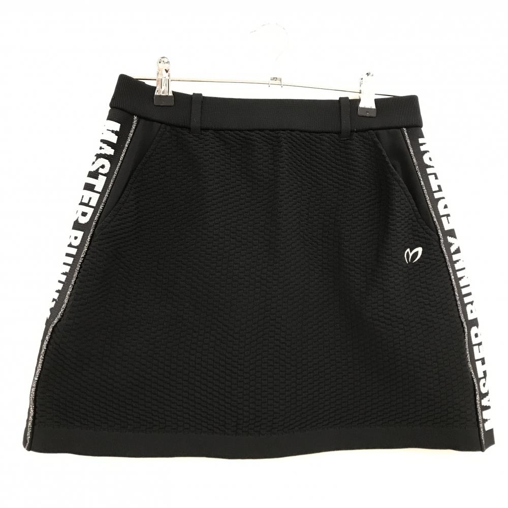 【超美品】マスターバニー ニットスカート 黒×白 ウエストゴム サイドロゴ 裏地付 レディース 2(L) ゴルフウェア MASTER BUNNY EDITION