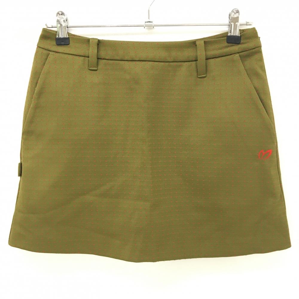 マスターバニー スカート カーキ×レッド ピンドット 内側インナーパンツ レディース 1(M) ゴルフウェア MASTER BUNNY EDITION