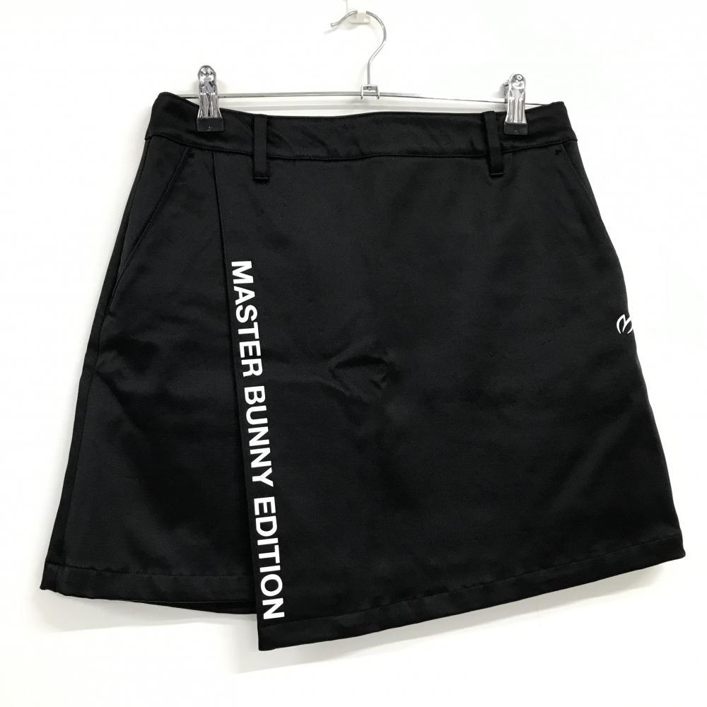 マスターバニー スカート 黒×白 ロゴプリント レディース 2(L) ゴルフウェア MASTER BUNNY EDITION