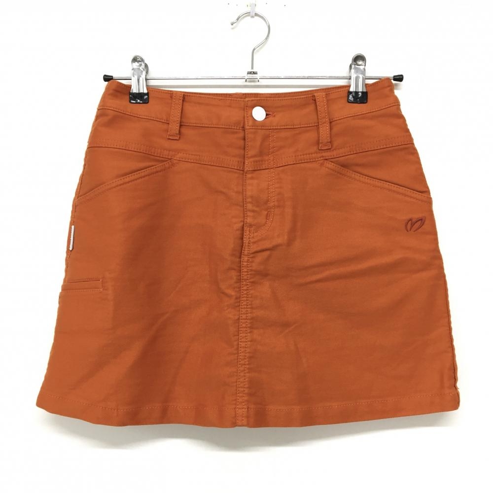 【美品】マスターバニー スカート オレンジ 無地 ロゴ刺しゅう レディース 0(S) ゴルフウェア MASTER BUNNY EDITION