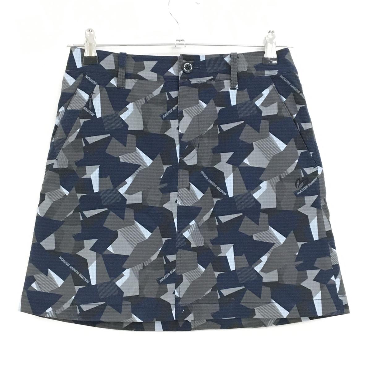 マスターバニー スカート ネイビー×グレー 総柄 メッシュ調  レディース 00(XS) ゴルフウェア MASTER BUNNY EDITION
