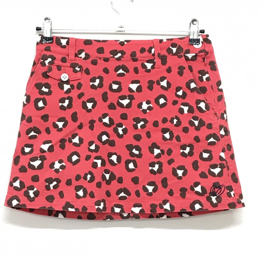 マスターバニー スカート ピンク系×ブラウン系×白 レオパード ストレッチ レディース 0(S) ゴルフウェア MASTER BUNNY EDITION