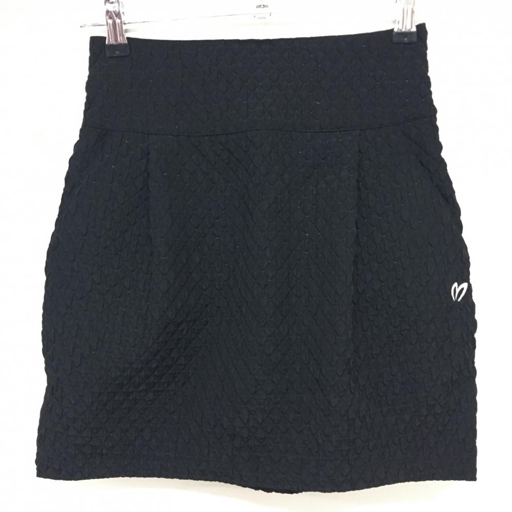 【超美品】マスターバニー スカート 黒 凹凸 ストレッチ ロゴ刺しゅう レディース 00(XS) ゴルフウェア 2023年モデル MASTER BUNNY EDITION