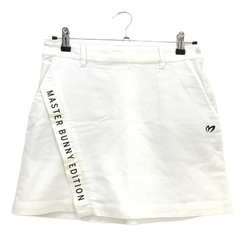 【美品】マスターバニー スカート 白 ロゴプリント レディース 1(M) ゴルフウェア MASTER BUNNY EDITION