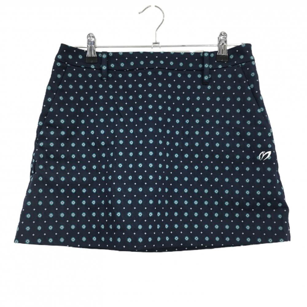 【超美品】マスターバニー スカート ネイビー×グリーン 小花総柄 レディース 2(L) ゴルフウェア MASTER BUNNY EDITION