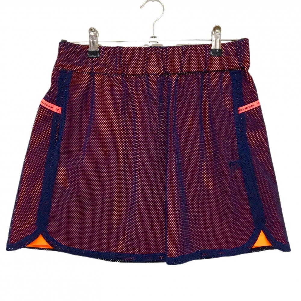 【超美品】マスターバニー スカート ネイビー×オレンジ メッシュ ウエストゴム レディース 2(L) ゴルフウェア MASTER BUNNY EDITION