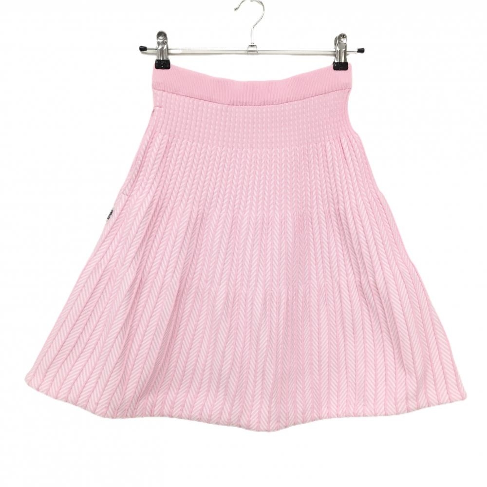 【超美品】マスターバニー ニットスカート ピンク×白 総柄 レディース 0(S) ゴルフウェア MASTER BUNNY EDITION