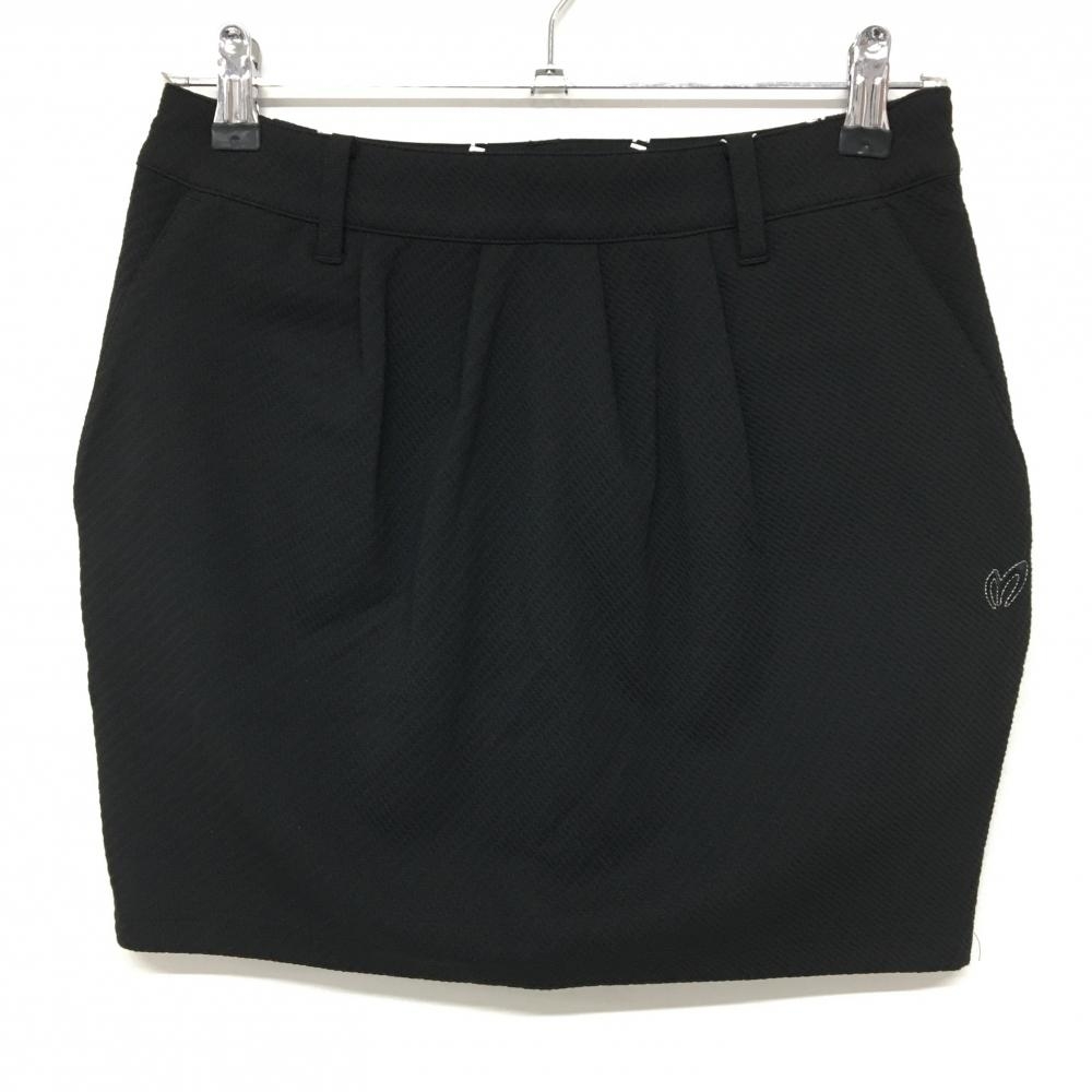 【新品】マスターバニー スカート 黒 織生地 ロゴ刺しゅう レディース 0(S) ゴルフウェア MASTER BUNNY EDITION