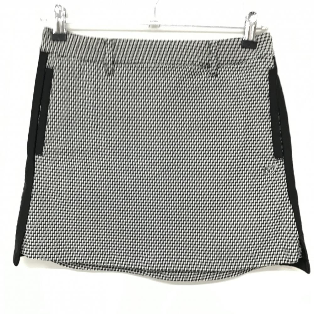 【美品】マスターバニー スカート 白×黒 総柄 サイドライン ストレッチ  レディース 0(S) ゴルフウェア MASTER BUNNY EDITION