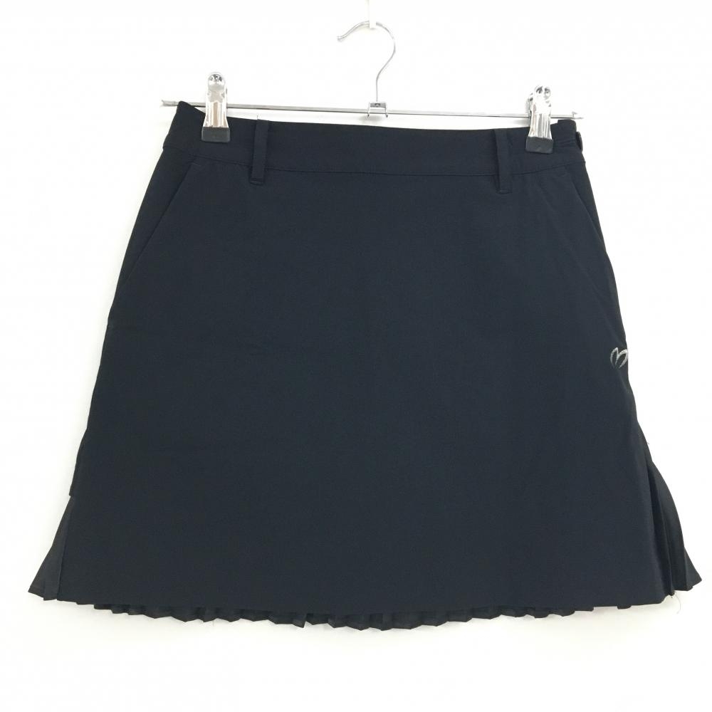 【超美品】マスターバニー ストレッチスカート 黒 後ろプリーツ 異素材  レディース 00(XS) ゴルフウェア MASTER BUNNY EDITION