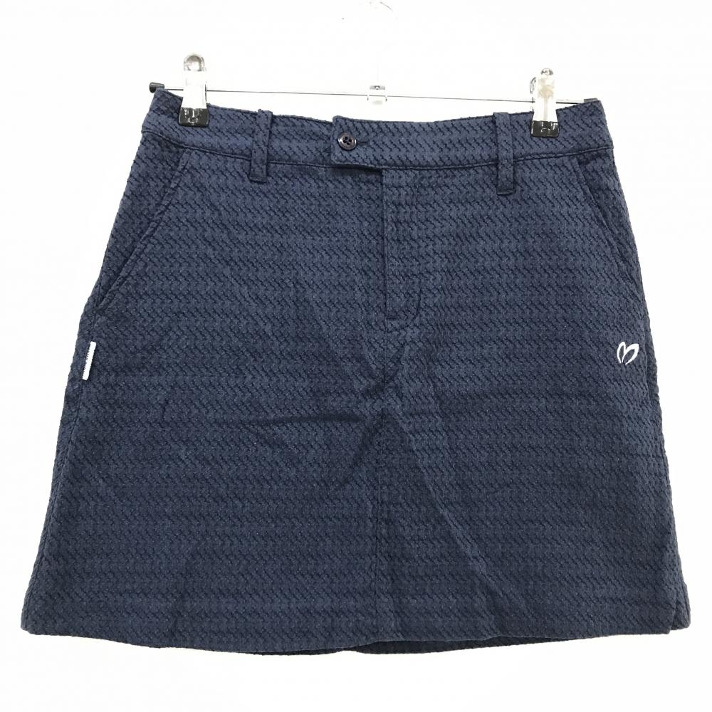 【超美品】マスターバニー スカート ネイビー 総柄織生地 ロゴ刺しゅう レディース 1(M) ゴルフウェア MASTER BUNNY EDITION