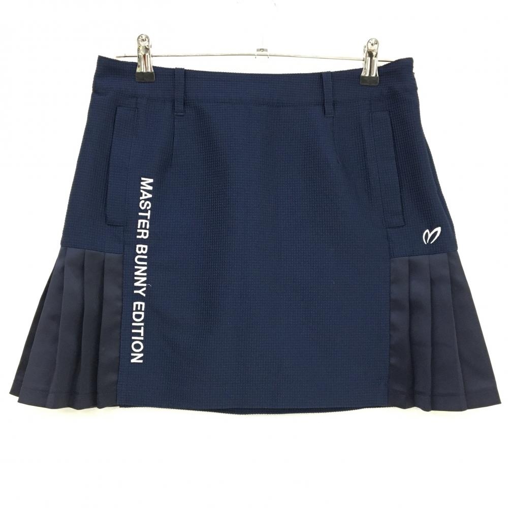 【超美品】マスターバニー スカート ネイビー サイドプリーツ 織生地 レディース 1(M) ゴルフウェア 2024年モデル MASTER BUNNY EDITION