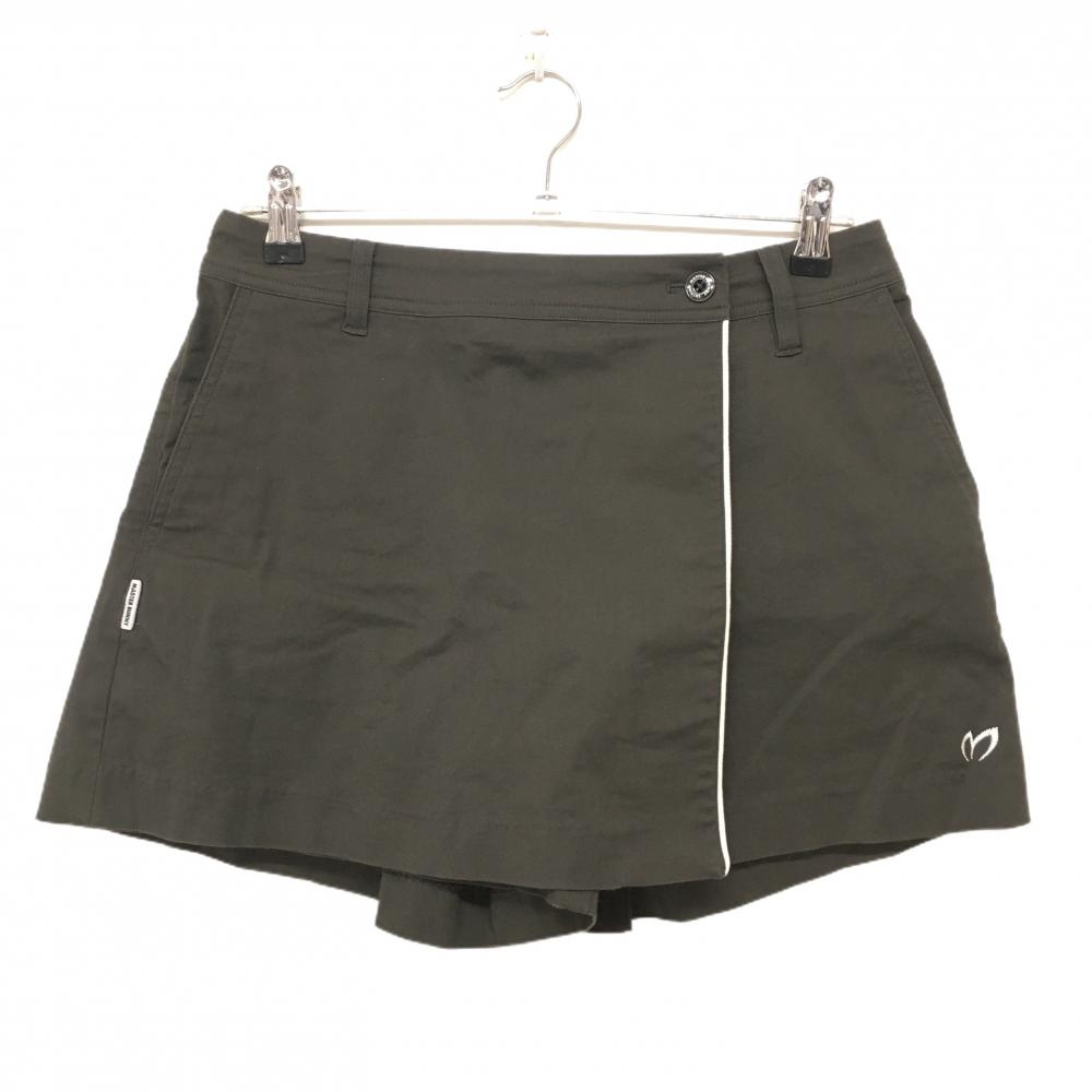 【美品】マスターバニー キュロットスカート ダークブラウン系 ロゴ ストレッチ レディース  ゴルフウェア MASTER BUNNY EDITION