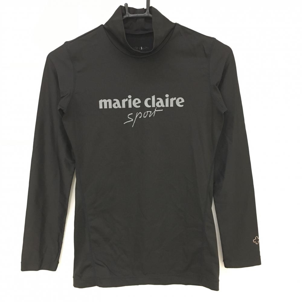 【美品】マリクレール インナーシャツ 黒 袖ラインストーン ストレッチ  レディース  ゴルフウェア marie claire