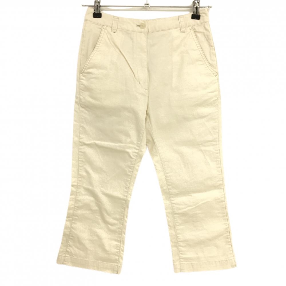 【超美品】マリクレールスポール 半端丈パンツ ライトベージュ シンプル 裾後ろスリット レディース S ゴルフウェア marie claire