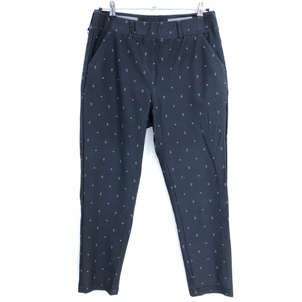 マリクレールスポール パンツ ダークネイビー×グレー イカリ柄  レディース LL ゴルフウェア marie claire