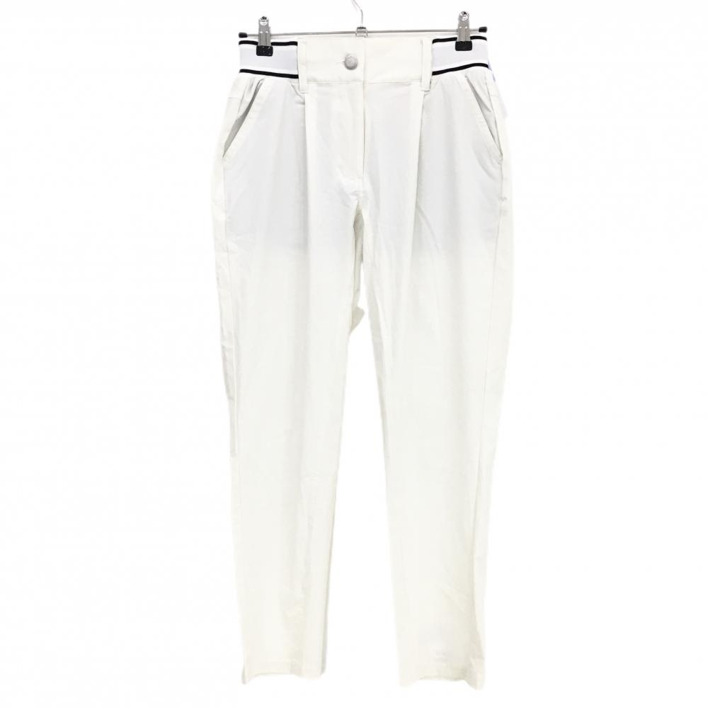 【新品】マリクレール パンツ 白 ウエストロゴ ストレッチ レディース M ゴルフウェア marie claire